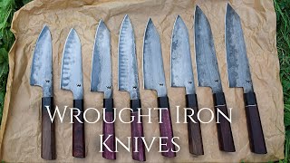 Knifemaking - Forging 8 Wrought iron Chef knives (Available)