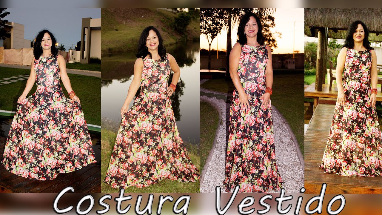 vestido longo gode estampado