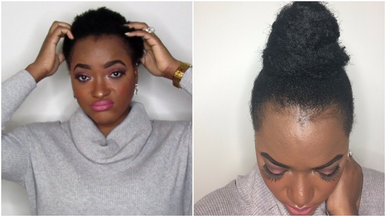 How To Fake A High Bun On Short 4c Natural Hair Youtube