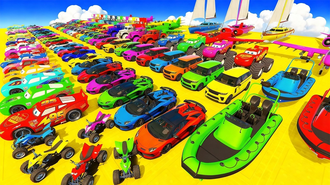 GTA V Mods New Epic Ultimate Stunt Challenge 💥SPIDER-MAN With Super Car Motocycle Helicopter & Boats