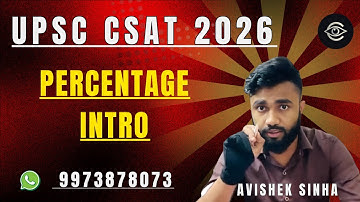 Basics of Percentage | UPSC CSAT 2026 Course | Demo Lecture | Aptitude With Avishek Sinha |