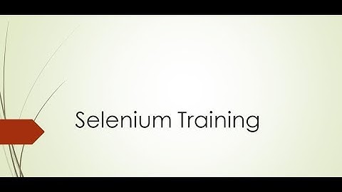 Basic Selenium Training