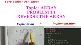 1.1 ARRAY | Reverse The Array | Love Babbar DSA Sheet | Profile