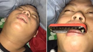 Sleeping Harmonica Prank