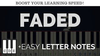 Faded Easy Letter Notes For Piano Keyboard Walker Youtube