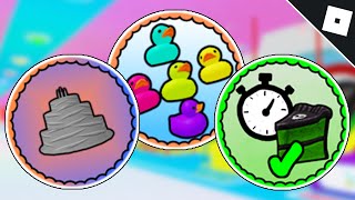 How to get the QUACKTASTIC, HARDCORE PARKOUR, AND BECOMING FUTURISTIC BADGES in MAKE A CAKE | Roblox