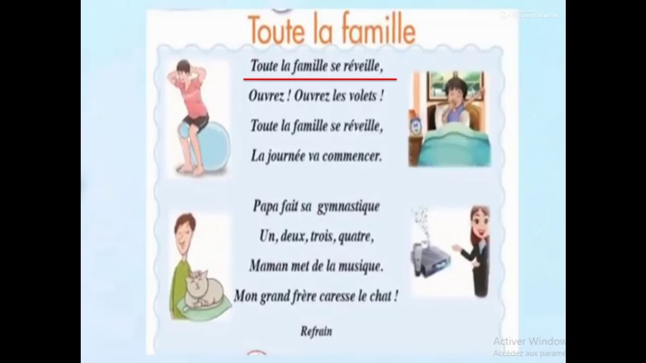 المستوى الأول إبتدائي .Toute la famille