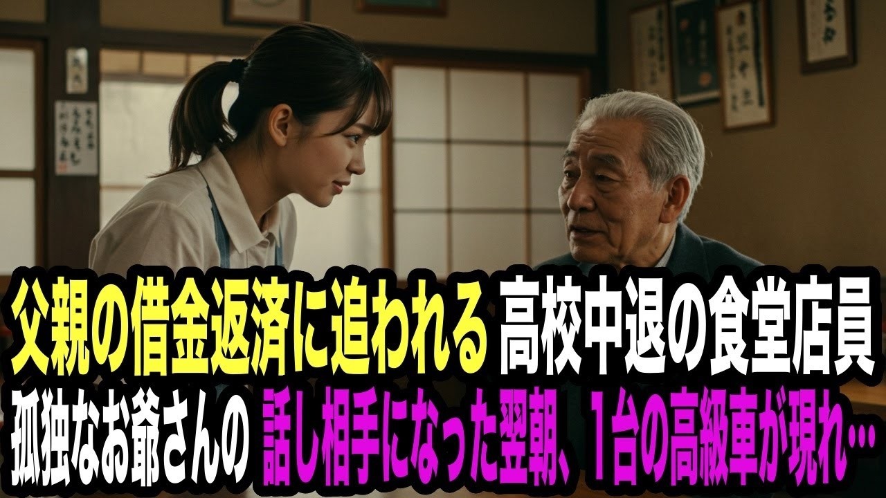 父親の借金返済に追われる高校中退の食堂店員。孫を亡くしたお爺さんの話し相手になった翌朝、お店に1台の高級車が現れ…