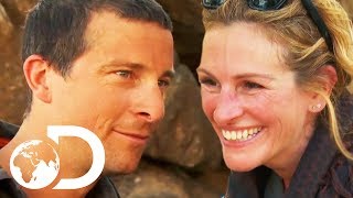 Julia Roberts Faces Her Fear Of Heights To Get Vaccines To Children | Running Wild With Bear Grylls