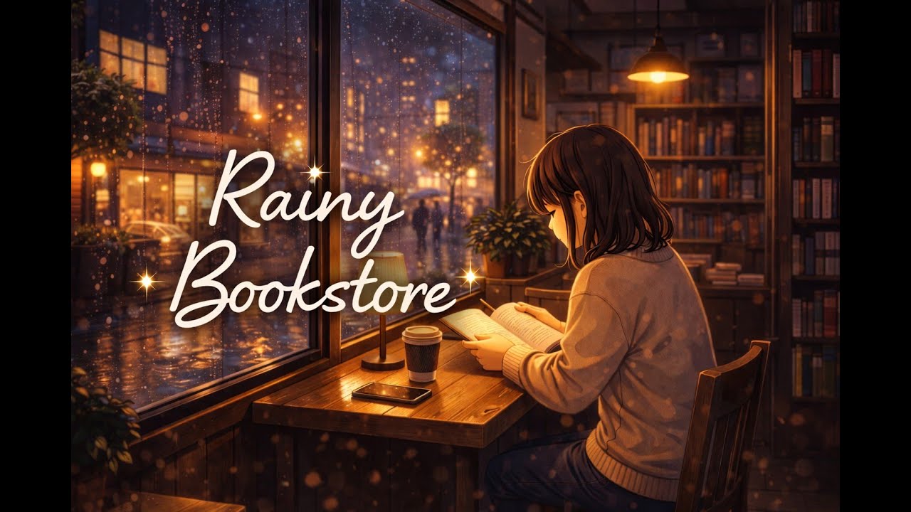 Rainy Bookstore 📚🌧️ | Cozy Anime Lofi Beats for Studying, Reading & Focus