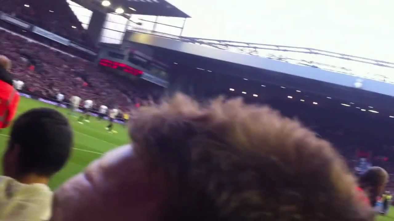 Newcastle Fans At Anfield,Players walking out onto the pitch!