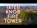 Aerial view over the tater knob fire tower in bath county ky 4k