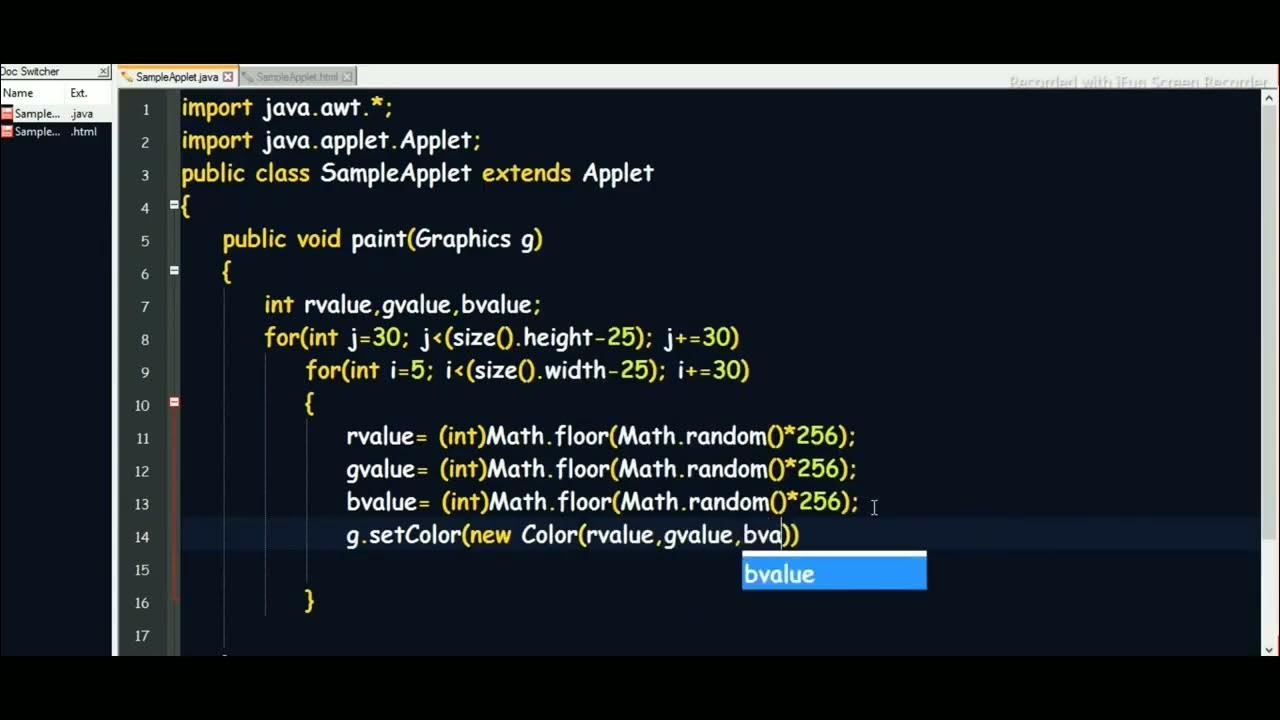 Applet programs to display color charts in Java 😍 - YouTube