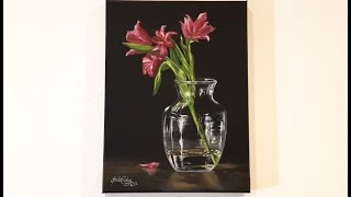 How to Paint a Glass Vase with Flowers Time Lapse Oil Painting Video#6