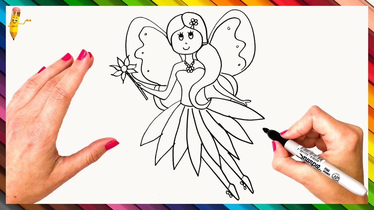 Heart Fairy drawing for coloring page Free Printable! Nurieworld