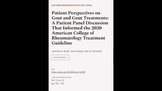 Patient Perspectives on Gout and Gout Treatments: A Patient Panel Discussion That Inf... | RTCL.TV