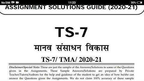 TS 7 IGNOU SOLVED ASSIGNMENT 2020-21