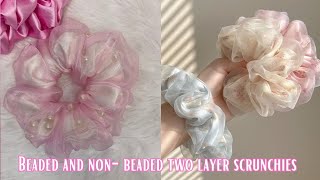 Make and Sell!! How to make a Double layer scrunchie with beads inside💗