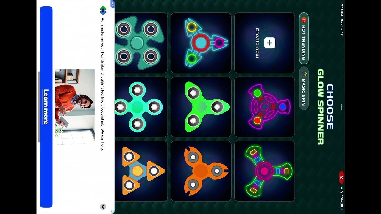 playing glow spinner