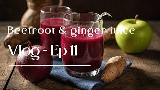 Drink this fresh Beetroot & Ginger shots for Gut Health and Energy Boost.  #guthealth #energyboost