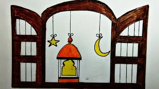 رسم سهل | رسم هلال رمضان بسهولة خطوة بخطوة للمبتدئين | رسم بمناسبة عيد الفطر | رسم عيد الفطر