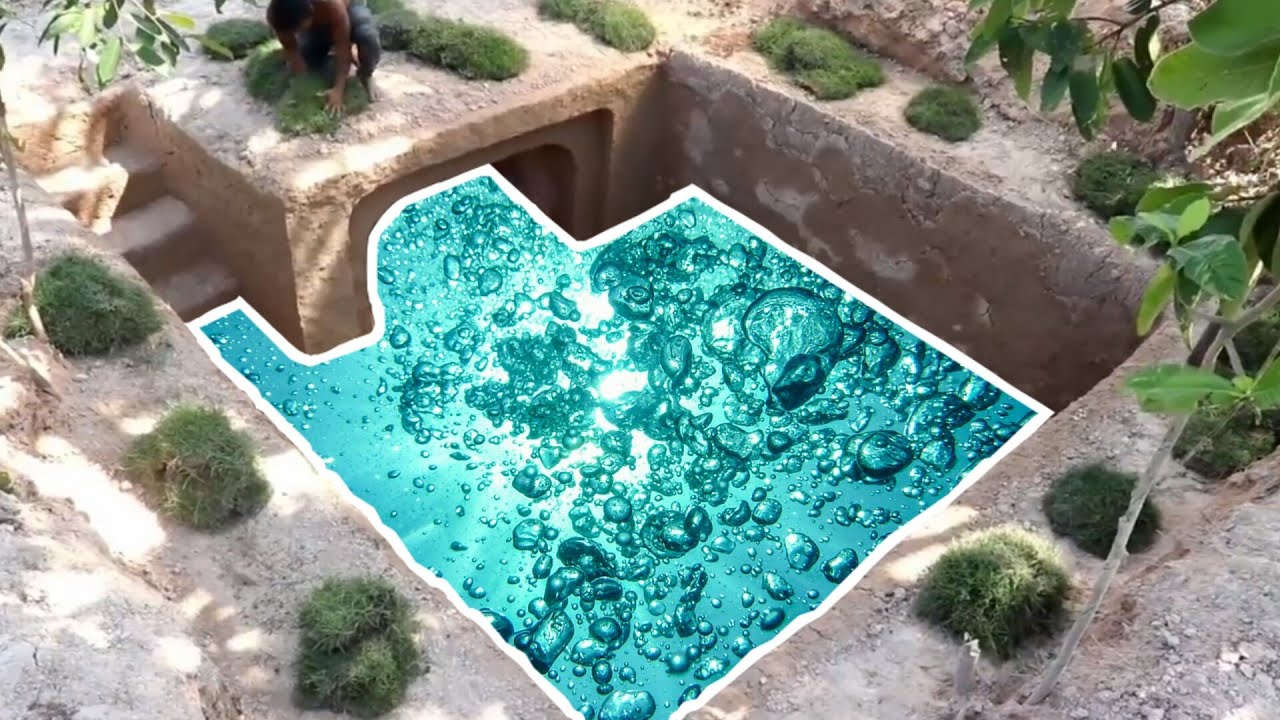 Dig to build MOST AMAZING underground HOUSE and underground SWIMMING WATER POOL (Deep in jungle)