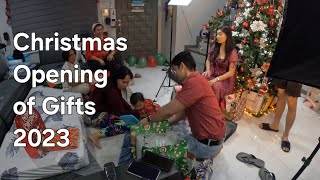 Opening gifts in Christmas 2023 with our little family