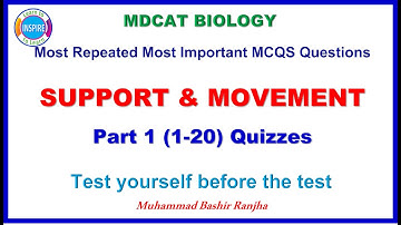 Support and Movement VIDEO # 1. #Supportandmovementmcqs #nmdcatbiologymcqs #neetbiology #etea #nums
