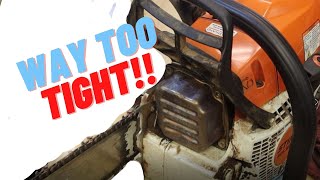 Stihl MS362c chain tight then loose Easy DIY diagnose and repair