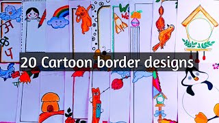 20 CARTOON BORDER DESIGNS /PROJECT WORK DESIGN / FRONT PAGE DESIGN FOR ASSIGNMENT @Poojacreation1