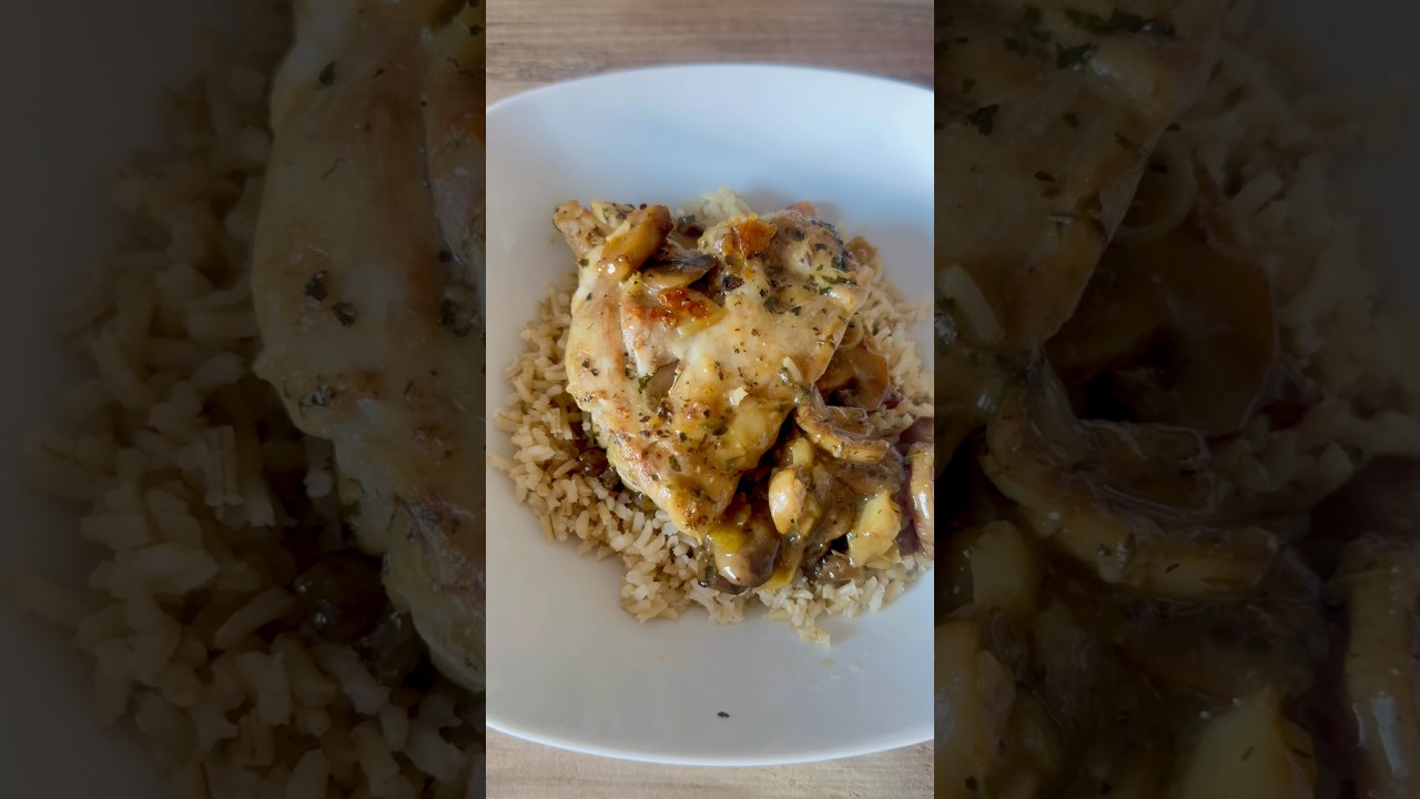 🍄 CREAMY HIGH PROTEIN MUSHROOM CHICKEN #easyrecipes #highprotein #chickenrecipe #creamychicken