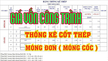 Thống kê cốt thép cấu kiện móng đơn : Giá vốn công trình (project cost price)