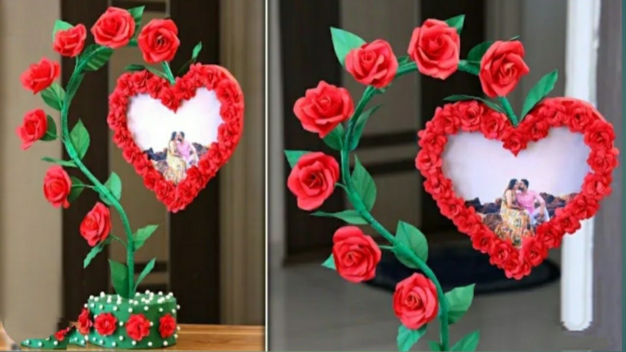 love couple ♥️💝 paper heart photo frame making idea/ couple ♥️ frame
