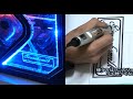 LED発光 自作光るアクリルプレート製作風景Making a acrylic board whose letter glows blue with LED