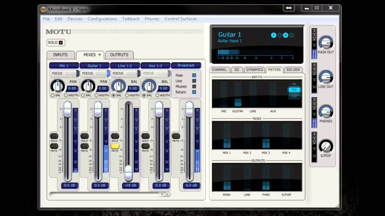 Cuemix RPM shows how to use CueMix FX and the microbook II by MOTU - YouTube