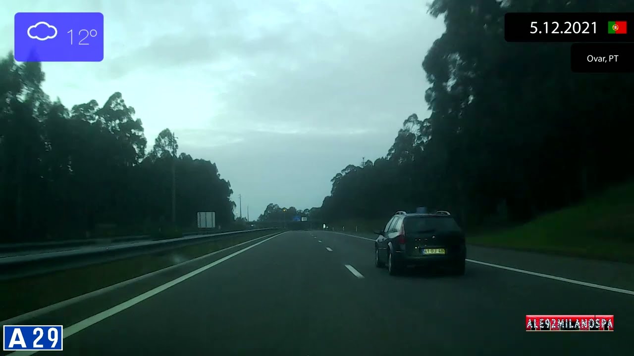 Driving from Aveiro to Porto (Portugal) 5.12.2021 Timelapse x4