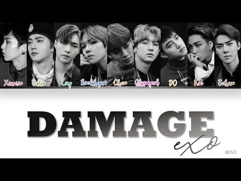 EXO (엑소) - 'DAMAGE' LYRICS [Color Coded Lyrics Eng/Rom/Han]