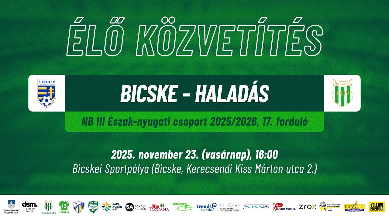 Bicske - Haladás | ÉLŐ közvetítés