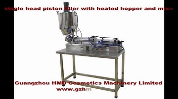 single head piston filler with heated hopper and mixer
