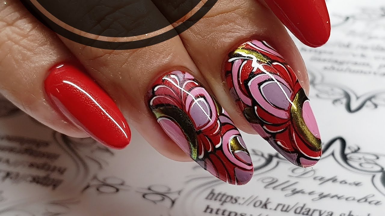 ENG CC Autumn design of nails Classic combination of black, white, red ENG CC Autumn design of nails Classic combination of black, white, red