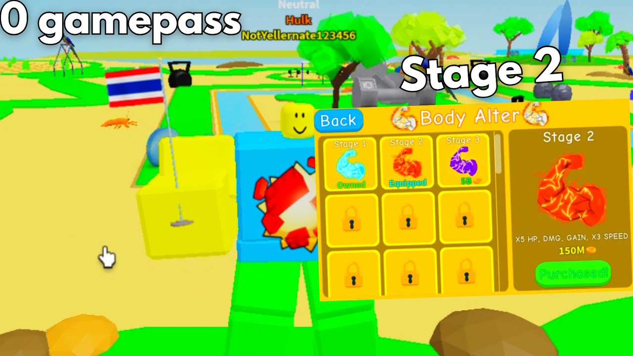 No Limit Lifting Simulator NO gamepass Stage 2!