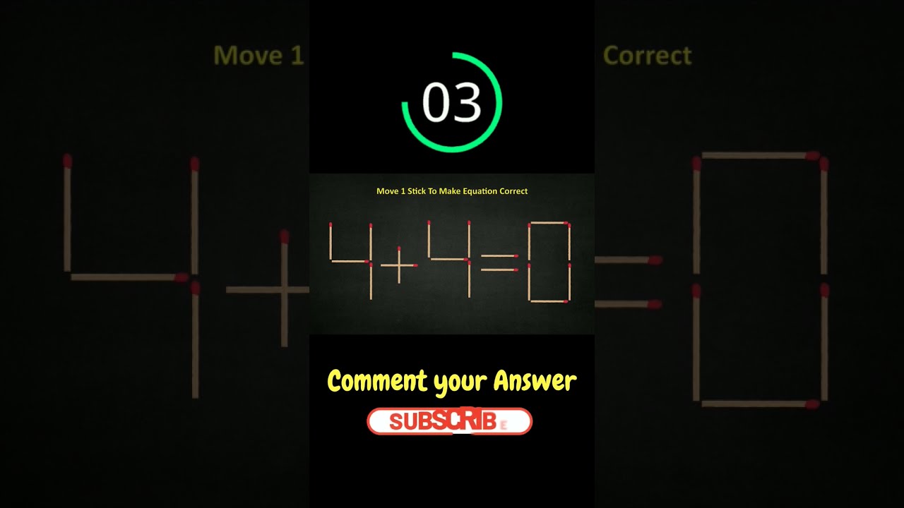 Move Only 1 Matchstick To Fix The Equation 4 0 Puzzles Shorts Puzzle Riddles