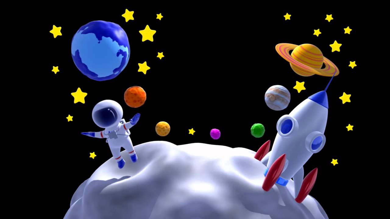 Космос для детей 3 4 видео. Планеты мультяшные. Футаж космос детский. Космос мультяшный.