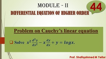 #44 || Problem#4 || Cauchy’s linear equation|| Solve  𝒙^𝟐  (𝒅^𝟐 𝒚)/〖𝒅𝒙〗^𝟐 −𝒙 𝒅𝒚/𝒅𝒙+𝒚=𝒍𝒐𝒈𝒙 ||
