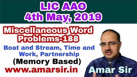 Miscellaneous Word Problems-188 LIC AAO PRE 04-05-2019 (Memory Based) #Amar Sir