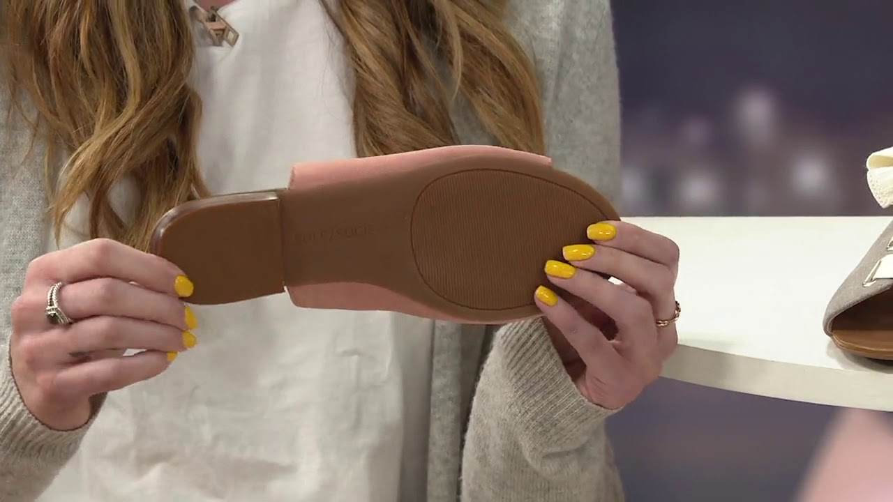 Sole Society Suede Lace-Up Slide Sandals - Marinn on QVC