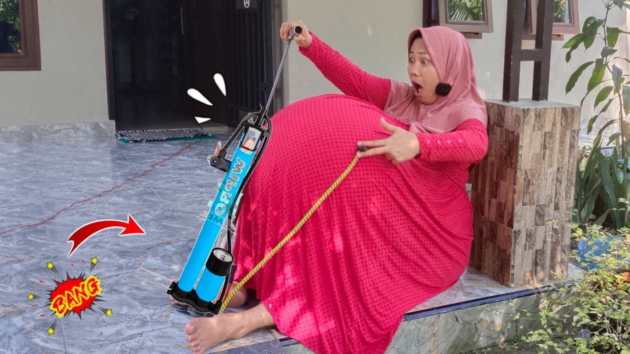 Aneehh.. !!! Pompa balon dalam baju merah sampai meletus.. 