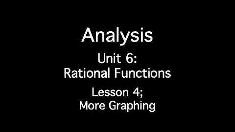 Unit 6: Rational Functions - Lesson 4; More Graphing Rationals