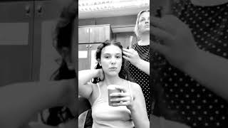 Millie Bobby Brown getting hair done