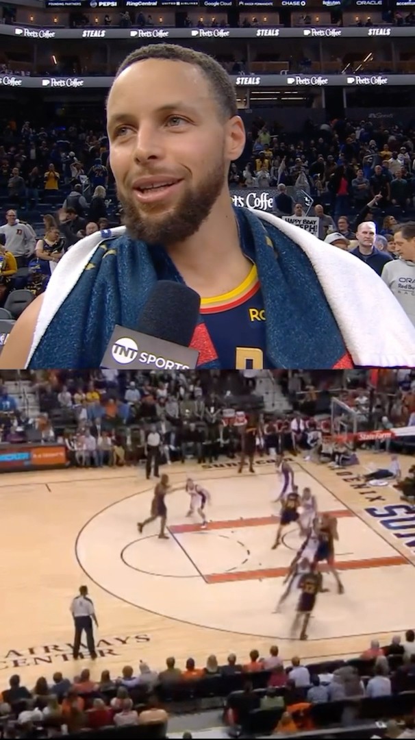 Curry reflecting on his first ever made three!